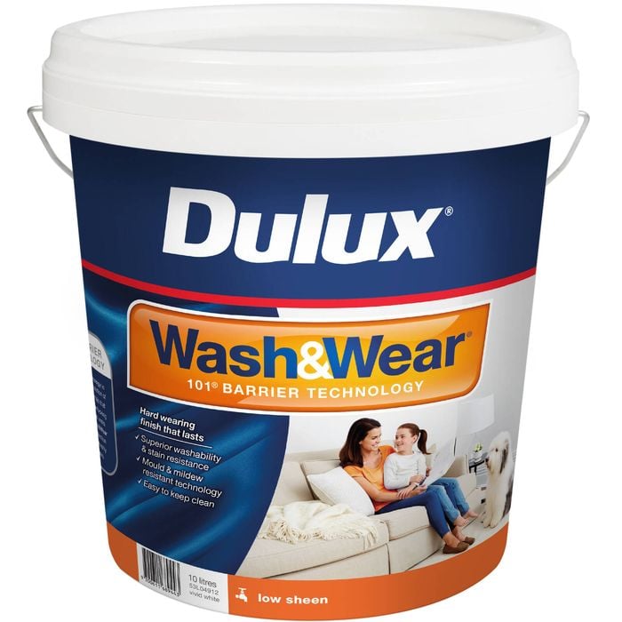 Dulux Wash&Wear Low Sheen Vivid White Interior Paint - 10L
