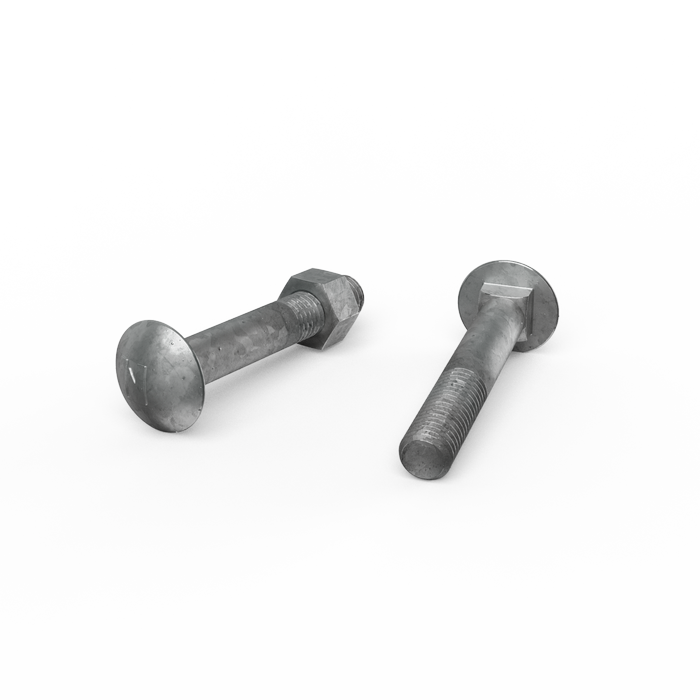 ZENITH M12 x 75mm Hot Dip Galvanised Cup Head Bolts & Nuts - Each