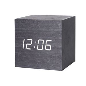 Catzon Modern Black Wooden Alarm Clock Thermometer Calendar-white
