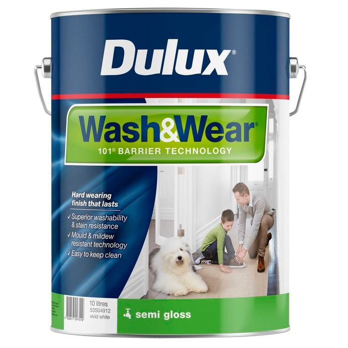 Dulux 10L Vivid White Semi Gloss Wash&Wear Interior Paint