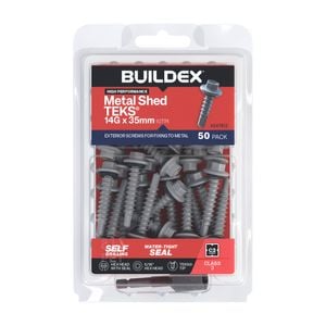 Buildex 14G x 35mm Class 3 Galvanised Shed TEKS® Screws with Seal - 50 Pack