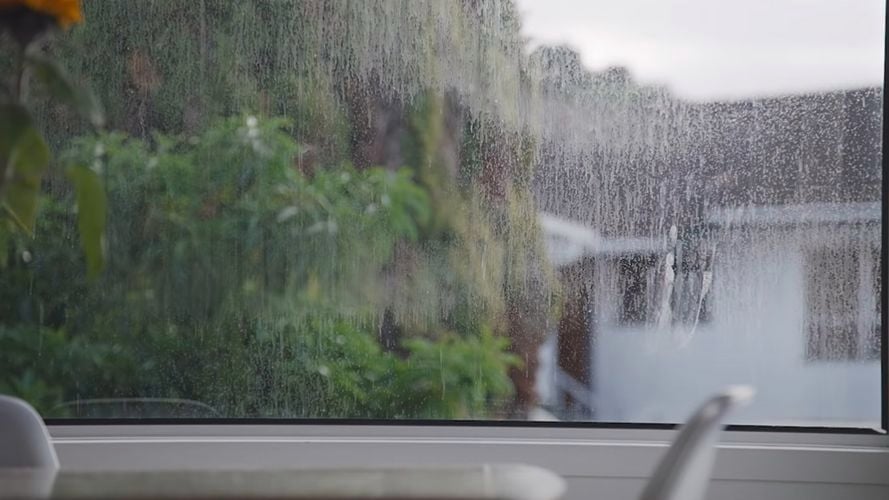 Close up of dirty window.