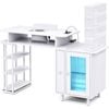 Ufurniture Nail Desk Manicure Table with Dust Collector, Removable Acrylic Shelf, LED Light, Charging Station White