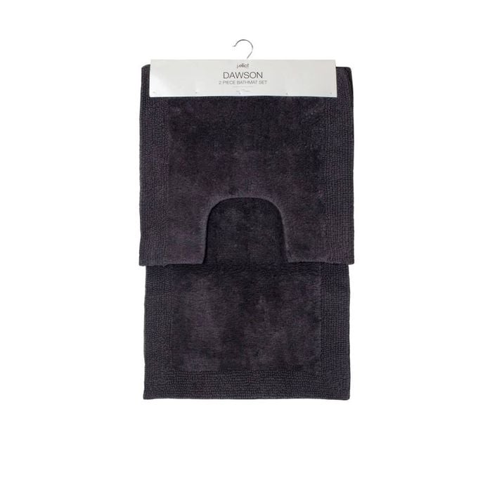 J.Elliot 2000GSM 2 Pce Dawson 100% Cotton Bath Mat Set Charcoal