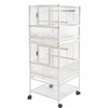 YES4PETS White Bird Transport Budgie Cage Parrot Aviary Carrier With Stand & Wheels