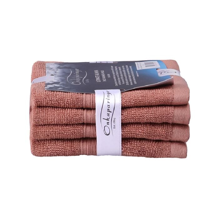 4PK Ultimate Alanya Bathroom Face Washer/Towel 550Gsm Clay
