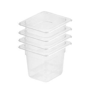 SOGA 1/6 GN Polycarbonate Food Pan 150mm Clear 4 Pack