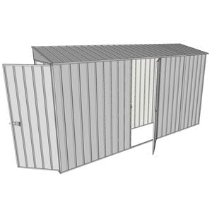 Build-a-Shed 0.8 x 3.7 x 2m Skillion Single Hinged Door Shed with Single Hinged Side Door - Zinc