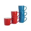 Argon Tableware Tea Coffee Ceramic Contemporary Coloured Mugs - 340ml - Red & Blue - Set Of 6