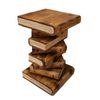 Solid Timber Book Stack Side Table - Rustic Timber Plant Stand / Corner Stool Natural Finish