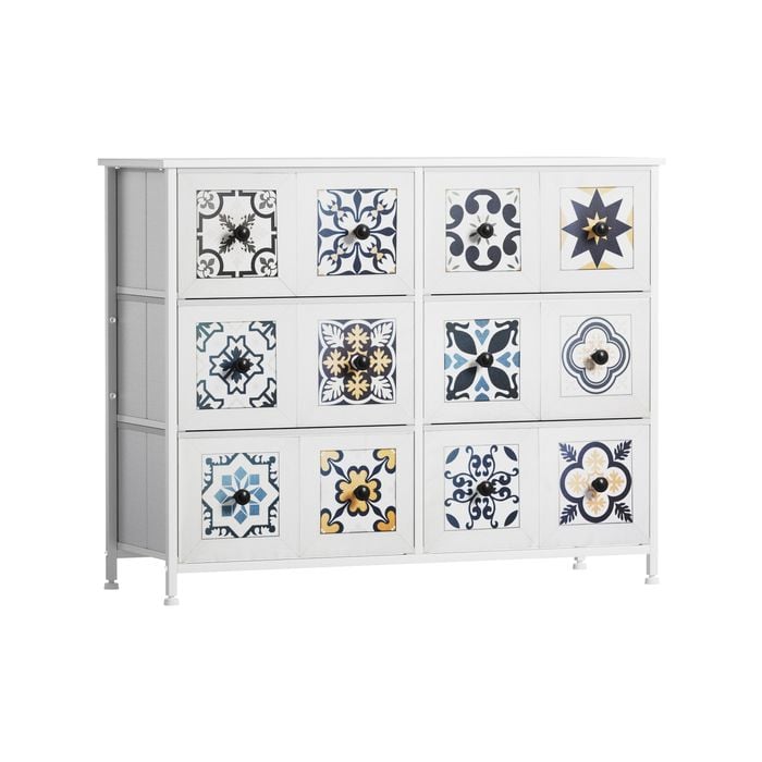 Levede 6 Drawers Patterned Cabinet White