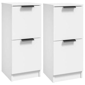 vidaXL 2x Sideboards White Composite Wood Storage Cabinet Home Organiser