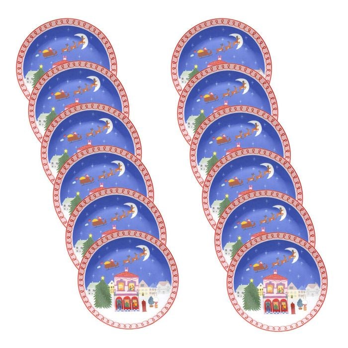 12PK Porto Porcelain Night Before Dinner Plate 20cm Santa Sleigh