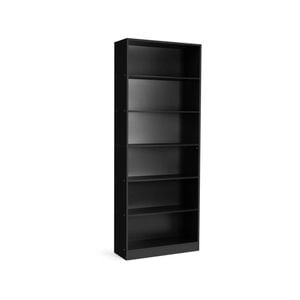 Design Square Keto Modern 6-Tier Wooden Bookcase Display Shelf Wide - Black