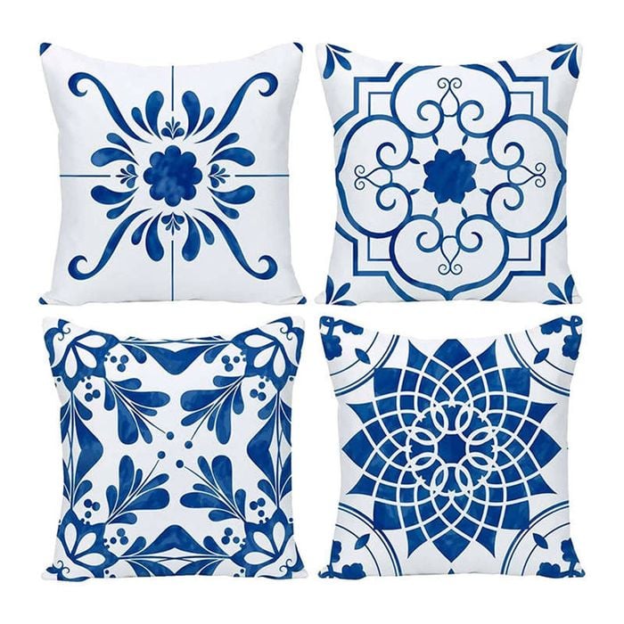 Catzon 4 Pcs Modern Throw Pillow Covers Geometric Flower Pattern for Couch