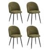 Oikiture 4x Dining Chairs Accent Chair Armchair Kitchen Upholstered Linen Green