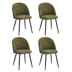 Oikiture 4x Dining Chairs Accent Chair Armchair Kitchen Upholstered Linen Green