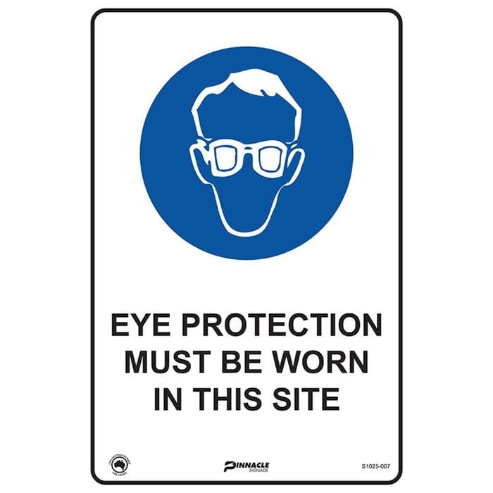 Pinnacle 300 x 200mm Poly Eye Protection Must Worn On This Site Sign