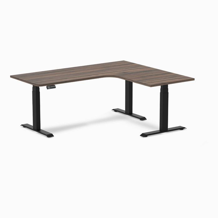 Desky L-Shape Melamine Sit Stand Desk Matte Black Frame 180x150cm Right Return