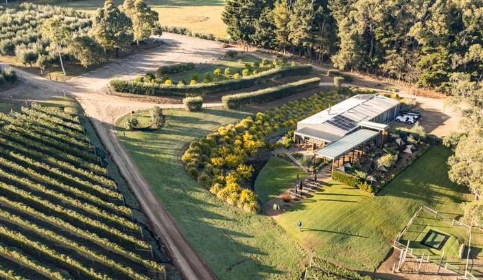 drone shot of a farm