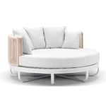 Cannes Outdoor Round Aluminium Daybed In White With Cream Rope