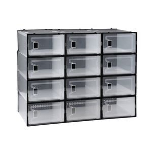 Artiss Shoe Box Rack Diy Set Of 12 Stackable Black