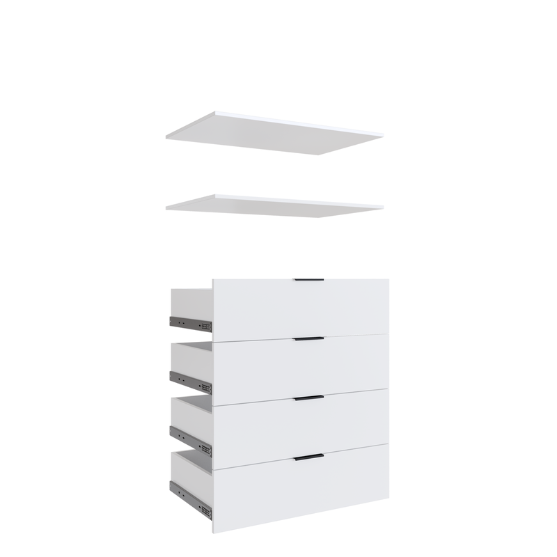 4 Drawer, 2 Shelf Insert Kit White Fits 900 X 580MM Cabinet Shell