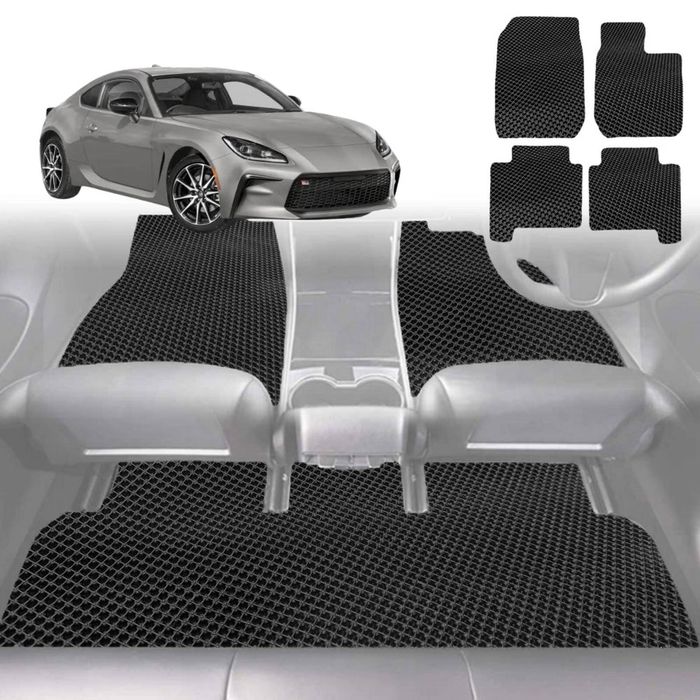 6D Diamond Car Floor Mats for Toyota GR86 2022-Current-Full Set-Black-Outback GT