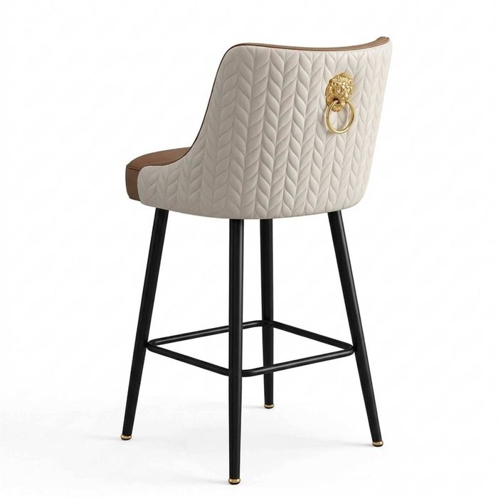 P&p Light Khaki Swivel Bar Stools Set Upholstered Leather Modern Kitchen Set