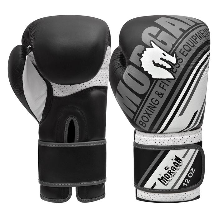 Morgan Aventus Leather Boxing Gloves (10oz - 16oz) [black/white12oz]