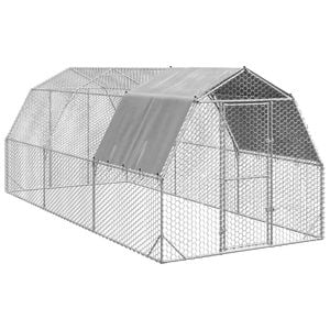 vidaXL Chicken Run with Roof 2.5x6x2.25 m Galvanised Steel Walk-in Chicken Run