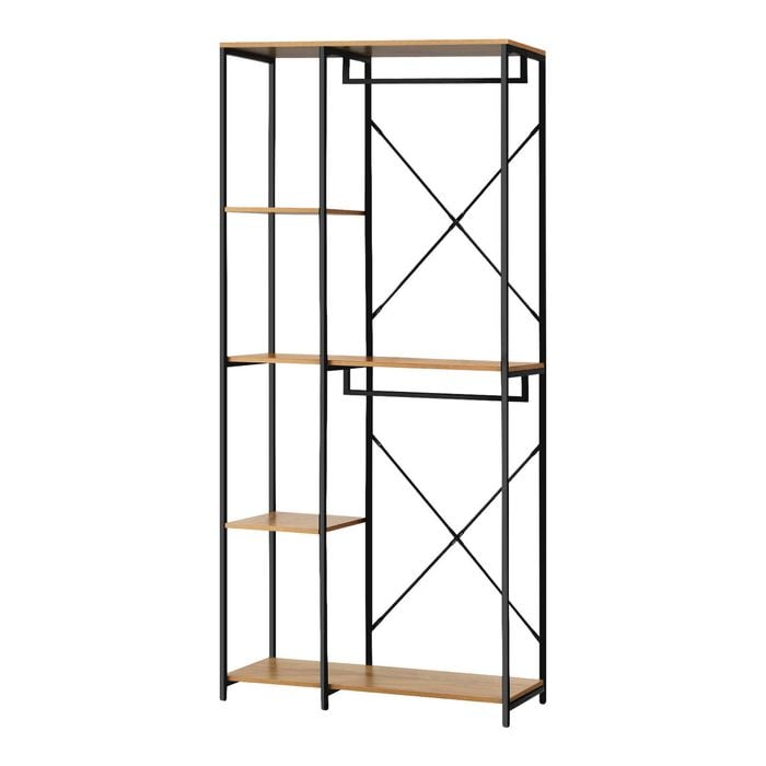 Oikiture Clothes Rack Large Open Wardrobe Coat Hanging Rail 5 shelves