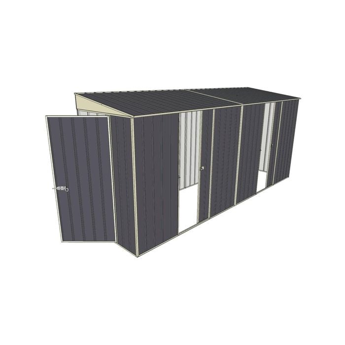 Build-A-Shed 1.2 x 4.5 x 2.0m Tunnel Shed Tunnel Hinged Door with 2 Sliding Side Doors - Grey