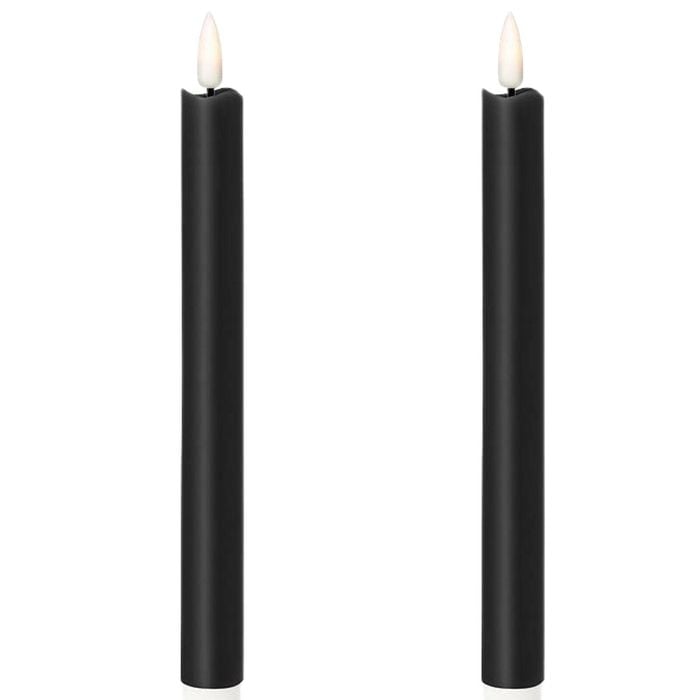 1 Pack of 2 LED Flickering Wax Taper  Battery Operated in Black
