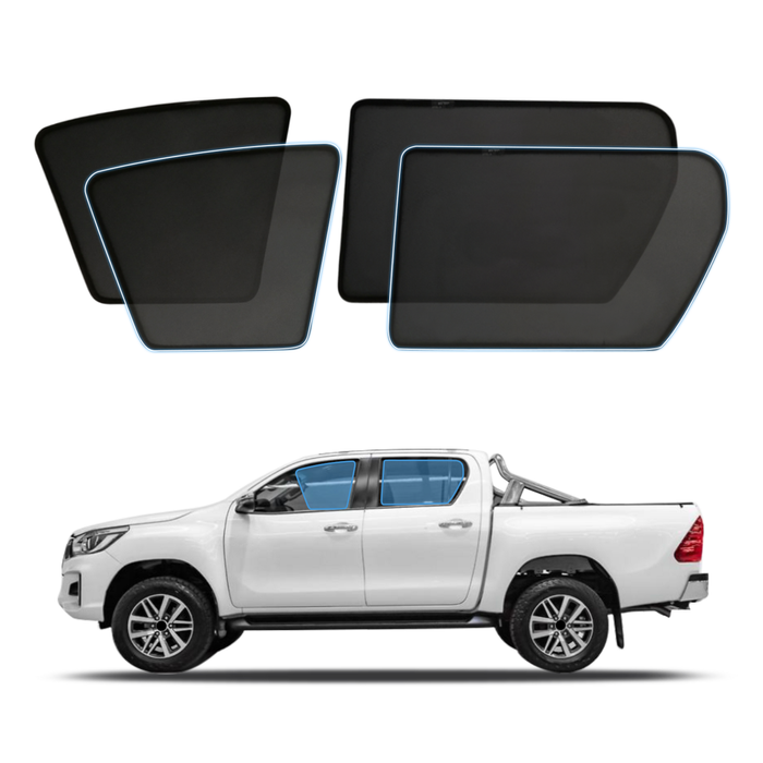 AUSGO Magnetic Window Sun Shade for Toyota Hilux Dual Cab 2015-2025 4-Piece Set Car Shades