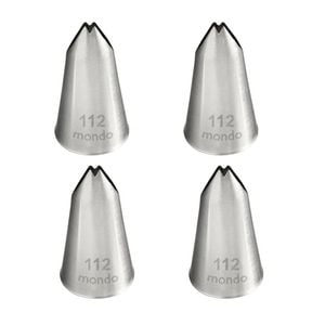 4PK Mondo Stainless Steel #112 Large Leaf Piping Tip - Silver