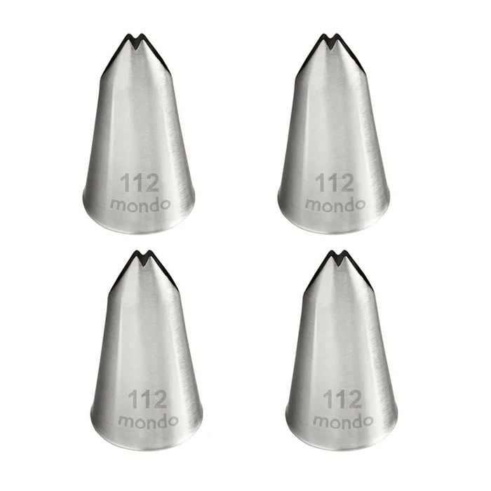 4PK Mondo Stainless Steel #112 Large Leaf Piping Tip - Silver