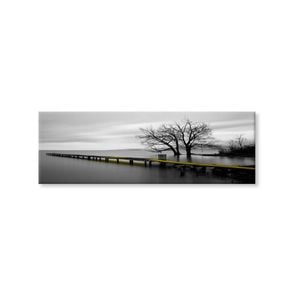 Wooden Pier B&W View Print 100% Australian Made 180x60 (Stretched Canvas)