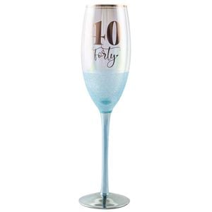 Blue Glitterati 40th Champagne Stemmed Drinking Glass 150ml