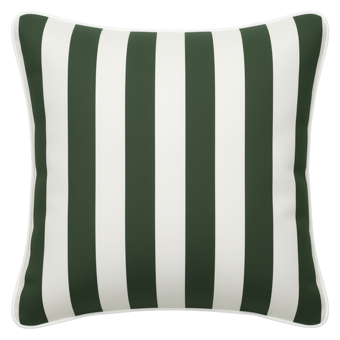 Mojo 60cm Cabana Stripe Green Cushion Cover with Pipe