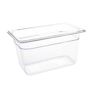 Vogue Gastronorm Container Clear Polycarbonate Food Storage Gn 1/4 150mm 3.7ltr