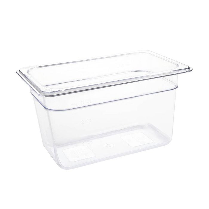 Vogue Gastronorm Container Clear Polycarbonate Food Storage Gn 1/4 150mm 3.7ltr