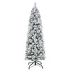 Costway 145cm Flocked Christmas Tree 100 LEDs Artificial Xmas Decor w/Gloves