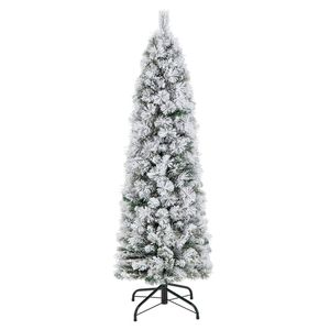 Costway 145cm Flocked Christmas Tree 100 LEDs Artificial Xmas Decor w/Gloves