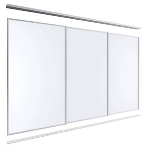 Lugna 2100 x 2701-3600mm Clear Anodised Melamine Wardrobe Triple Sliding Doors