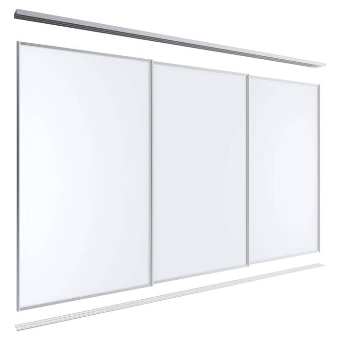 Lugna 2100 x 2701-3600mm Clear Anodised Melamine Wardrobe Triple Sliding Doors
