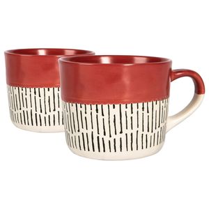 Nicola Spring Dipped Dash Stoneware Coffee Mugs - 450ml - Pack of 2