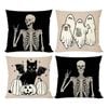 Catzon 4 Pcs Scary Throw Pillow Covers Linen Cushion Case for Decor 40X40cm