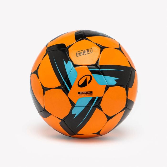 Decathlon - Training Ball Resist Size 5, Machine Stitched, Rubber Coating - Orange - 5