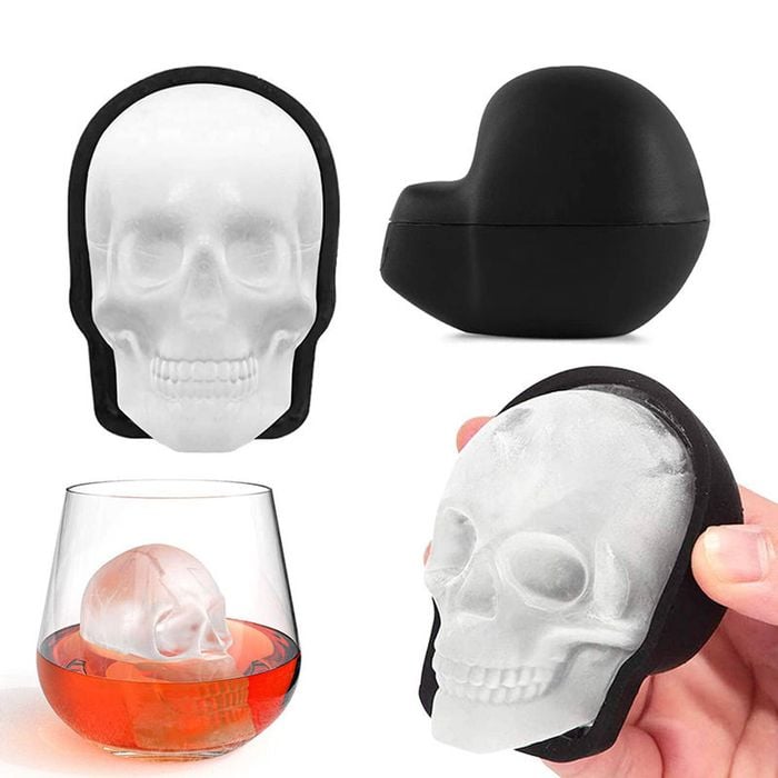Catzon 2 Pcs 3D Skull Ice Cube Mold Extra Large for Baking Chocolate Resin